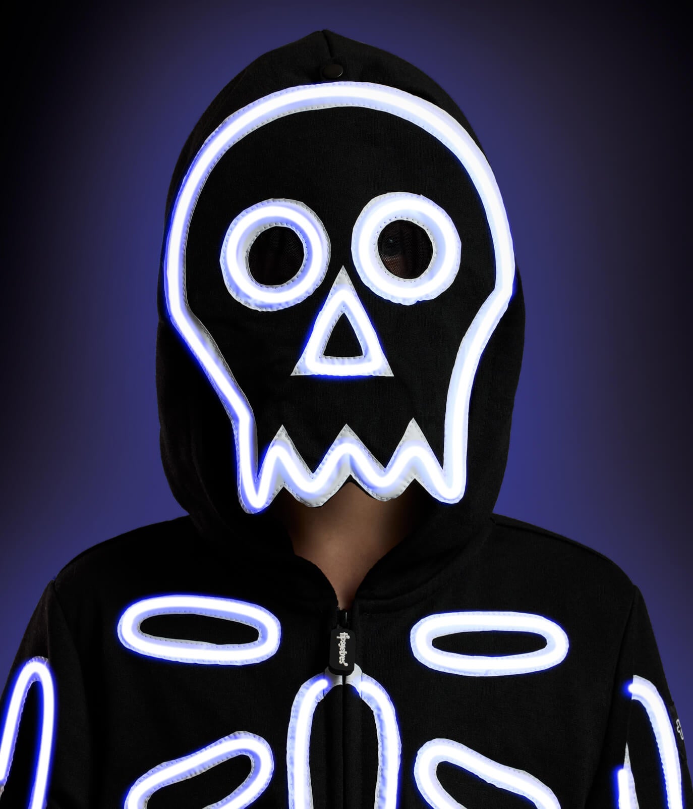 Girl's Neon LED Light Up Skeleton Costume Image 2