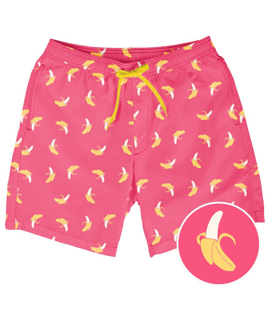 Pink Banana Peel Stretch Swim Trunks - 7.5" Inseam