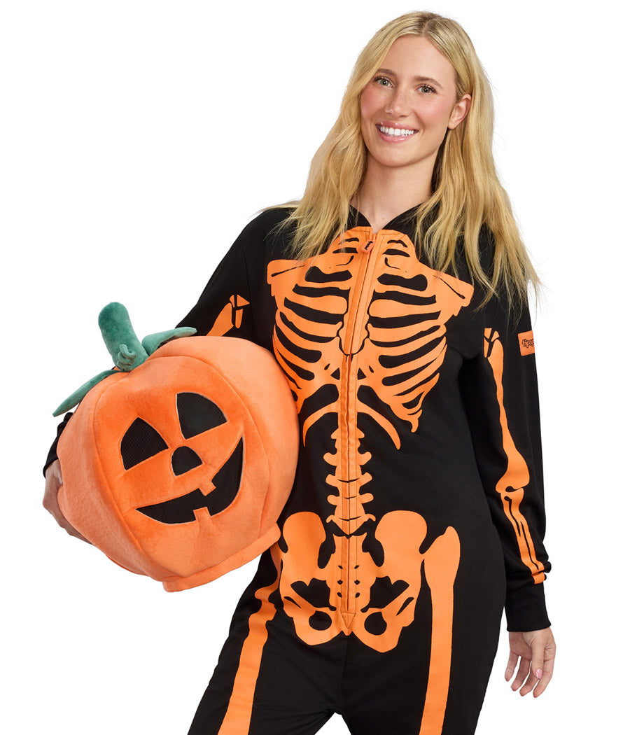 Women's Pumpkin Head Skeleton Costume Image 2