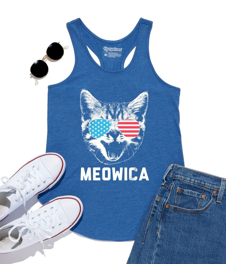 Women's Blue Meowica Tank Top