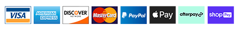 image of shopify store payment method logos - visa, american express, discover, mastercard, paypay, apple pay, afterpay, shoppay